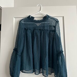 Bohme Teal Sheer Blouse